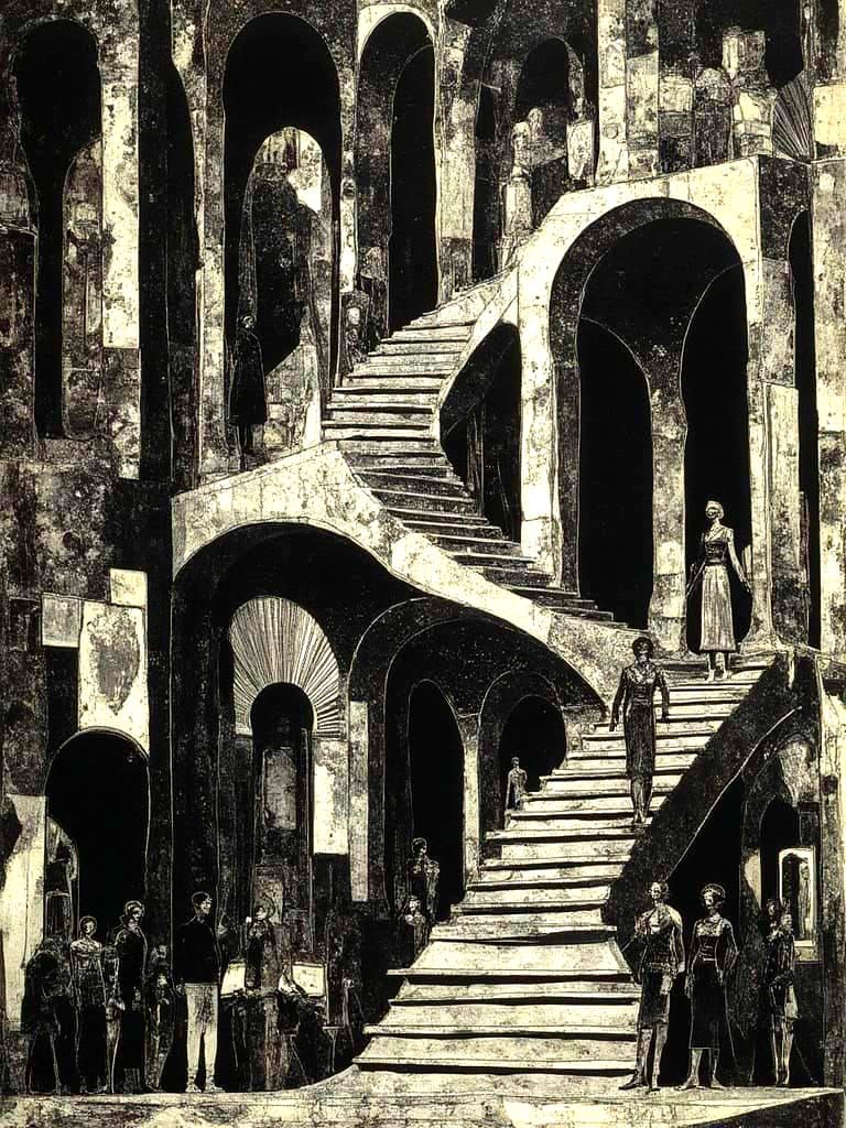 Escher Meets Klimt in a Geometric Black and White Stipple Ma...