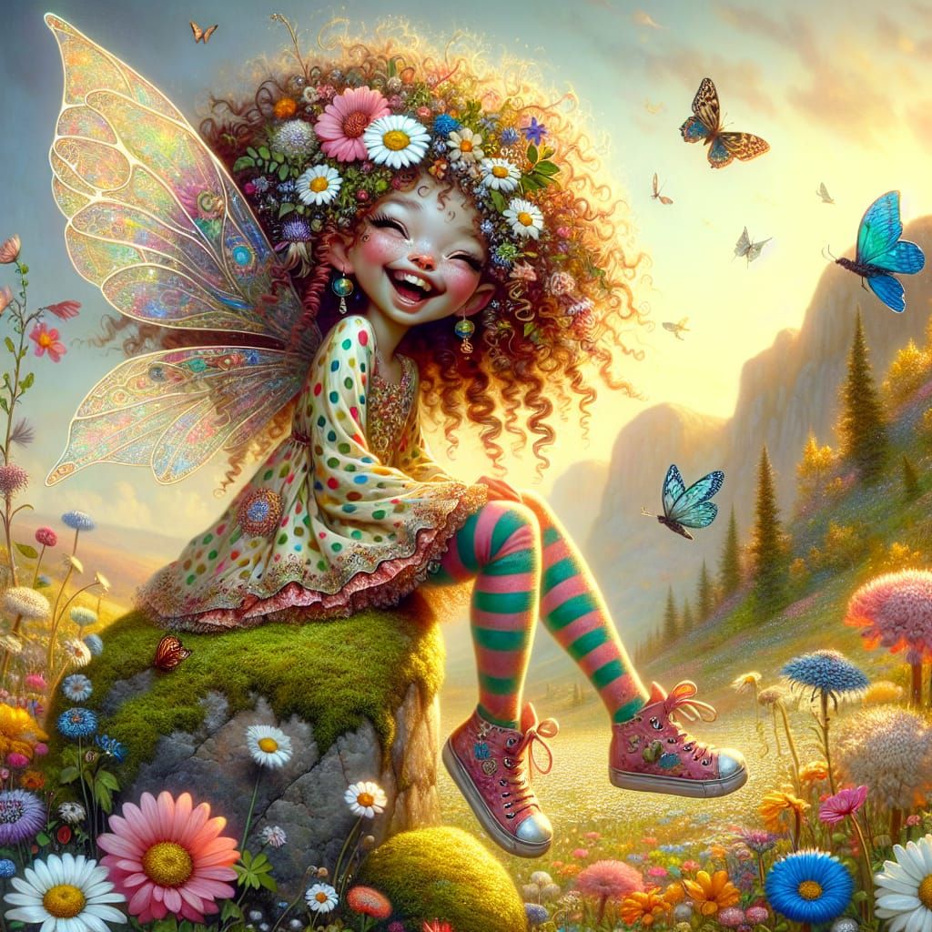 Enchanted Fairy in Whimsical Meadow Wonderland