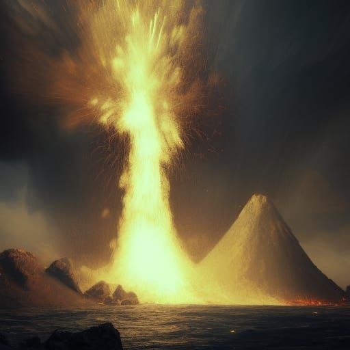 Krakatoa Eruption: Dark Fantasy Concept Art