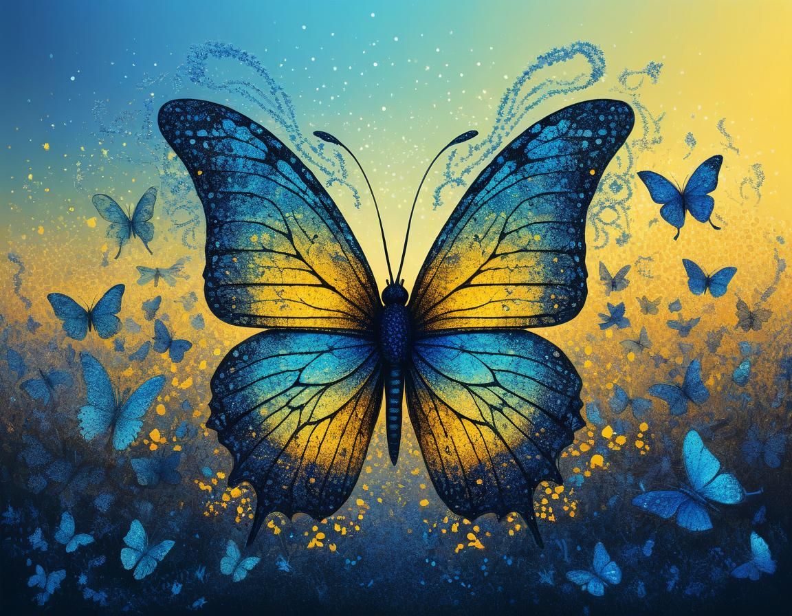 Ethereal Butterfly Fairytale in Abstract Pointillism Style
