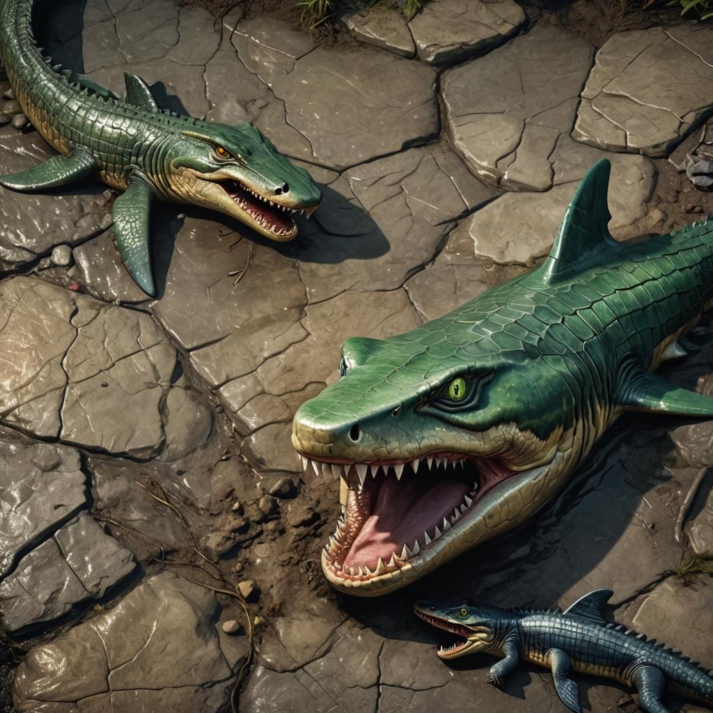 Shark-Alligator Fusion in Hyper-Realistic Digital Art