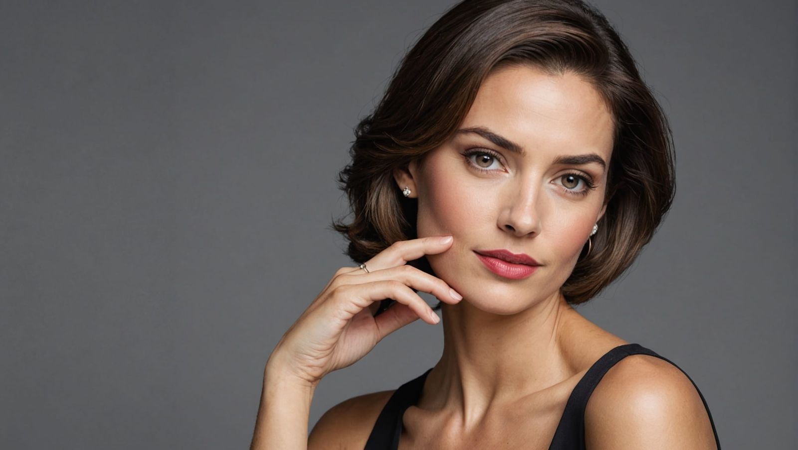 Chic Woman's Sophisticated Over-the-Shoulder Portrait