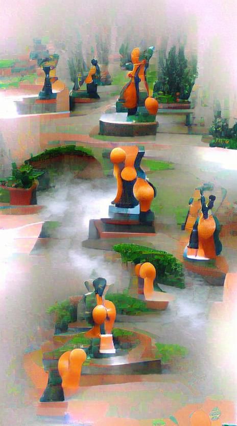 Misty Chess Garden Labyrinth with Violins