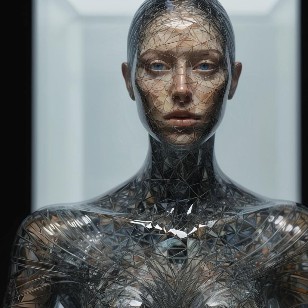 Nested Glass Boxes Ring: Hyperrealistic Ethereal Display