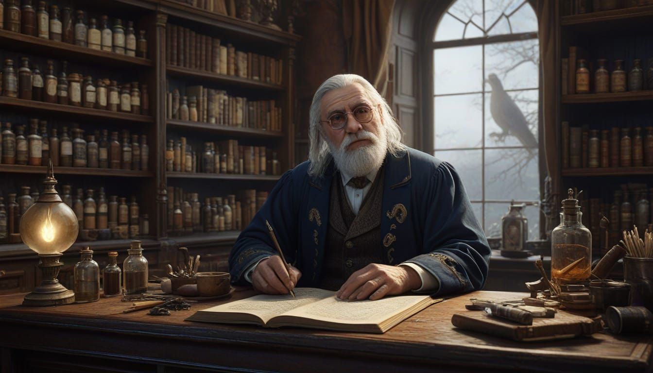 Mystical Apothecary in Warm, Golden Light