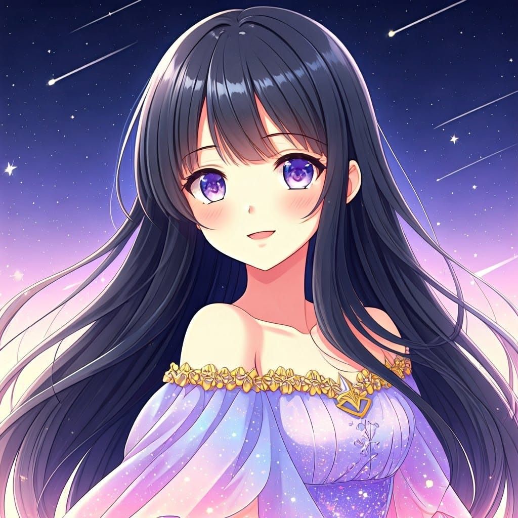 Enchanting Young Princess with Galaxy-Colored Hair and Celes...
