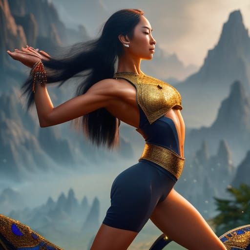 Natarajasana Yoga dancer pose, a masterpiece, full body portrait, 8k resolution concept art portrait by Greg Rutkowski, ...