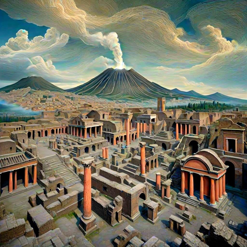 Pompeii's Final Hours in Vibrant Hyperrealism
