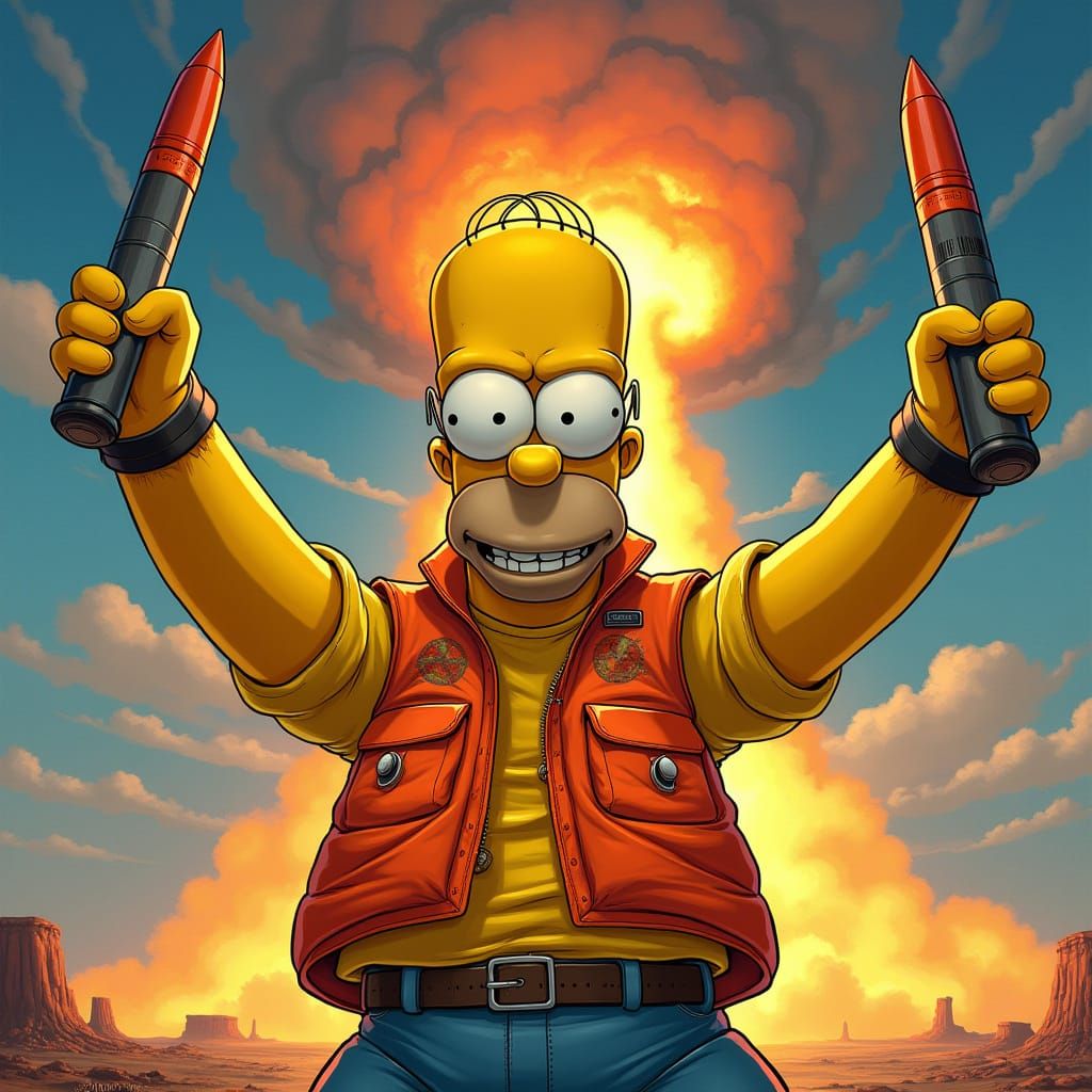 Homer Simpson's Nuclear Adventure in Comic Book Style