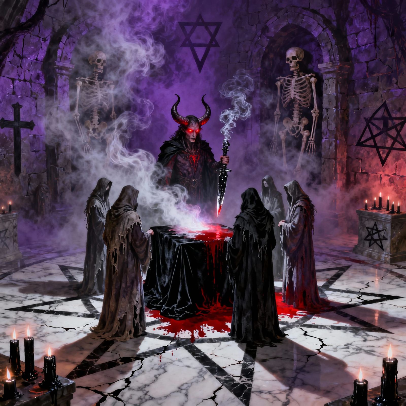 Sinister Satanic Ritual in Ethereal Crypt