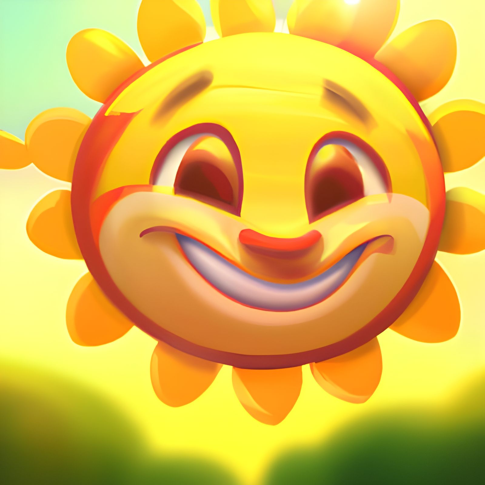 Happy Sun Character in Pixar Animation Style