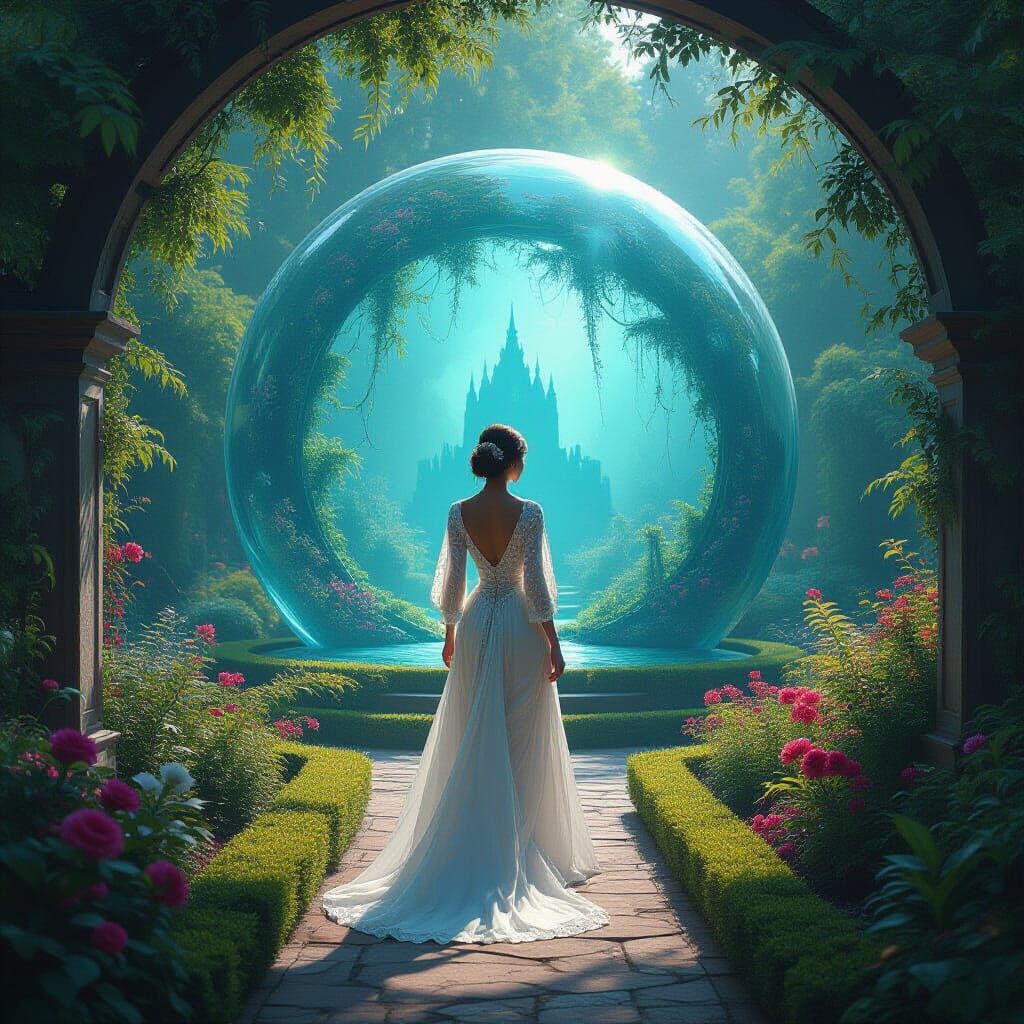 Eerie Garden Sphere in Vibrant Landscape