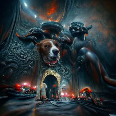 Entrance to Hell: Steampunk Oil Painting