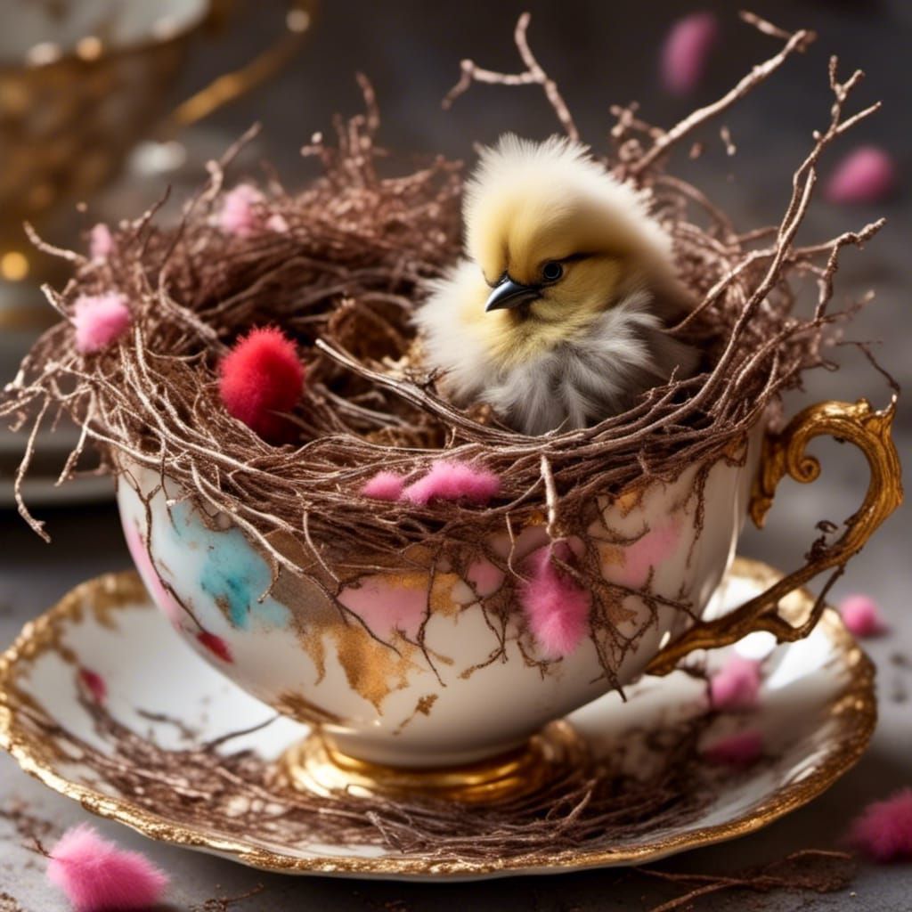 Pretty little fluffy yellow baby bird.