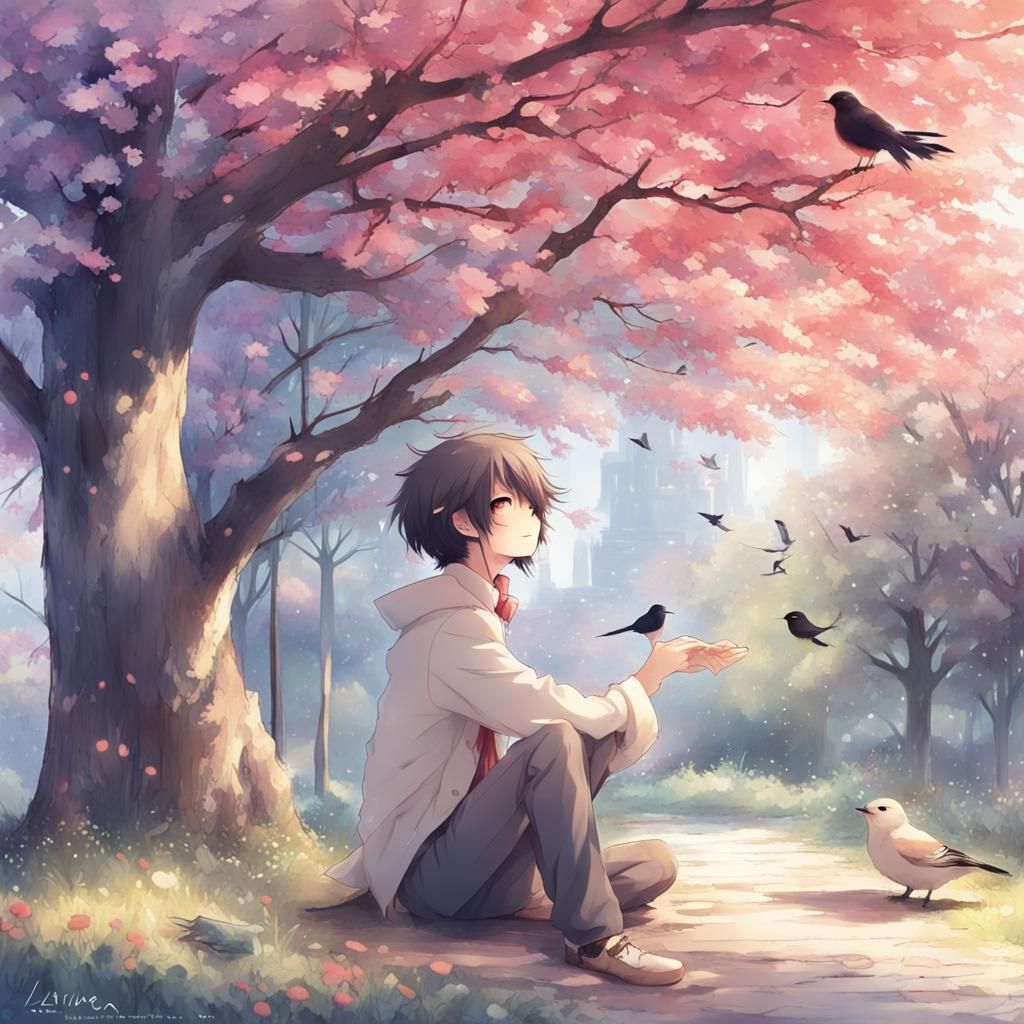 Birds Singing in Anime Style