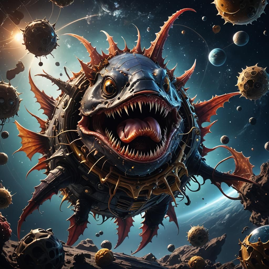 Angler Fish in Space: A Fantastical Matte Painting