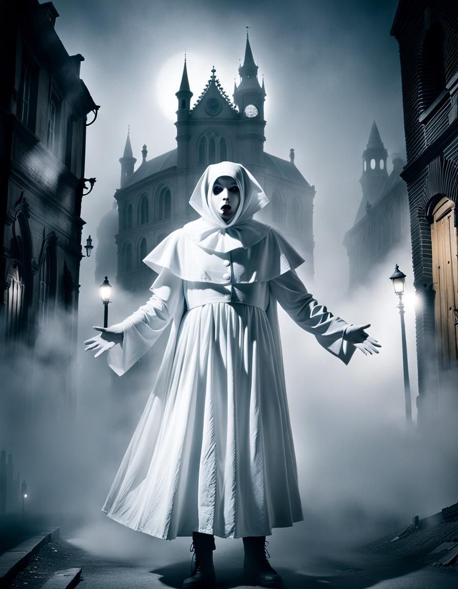 Unsettling White Plague Dreamcore Cityscape