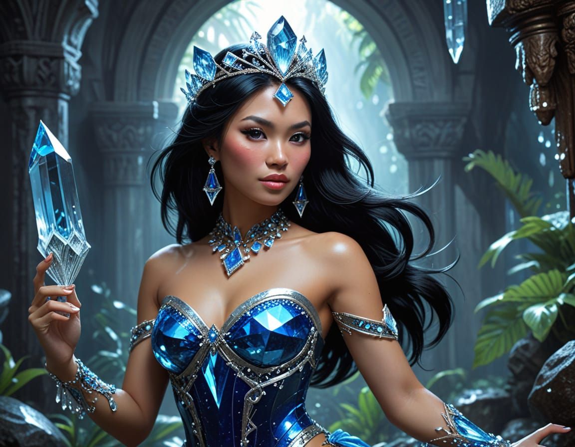 Exotic Crystal Princess in Comic Book Style