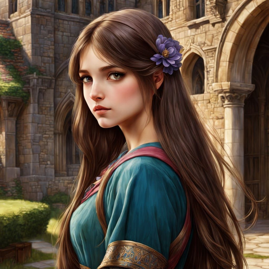 Medieval Girl in Anime Style, Waterhouse-Inspired