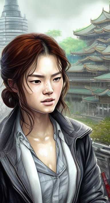Post-Apocalyptic Portrait in Ukiyo-E Style