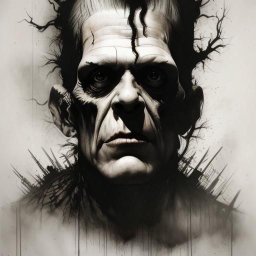 Frankenstein's Monster in Horror Art Style