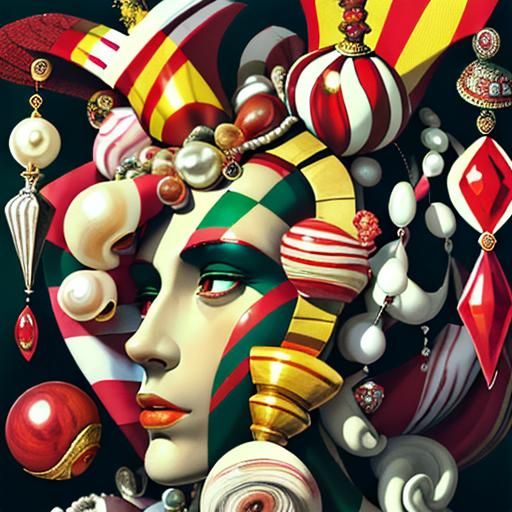 Arcimboldo Style Portrait with Jewels and Shells