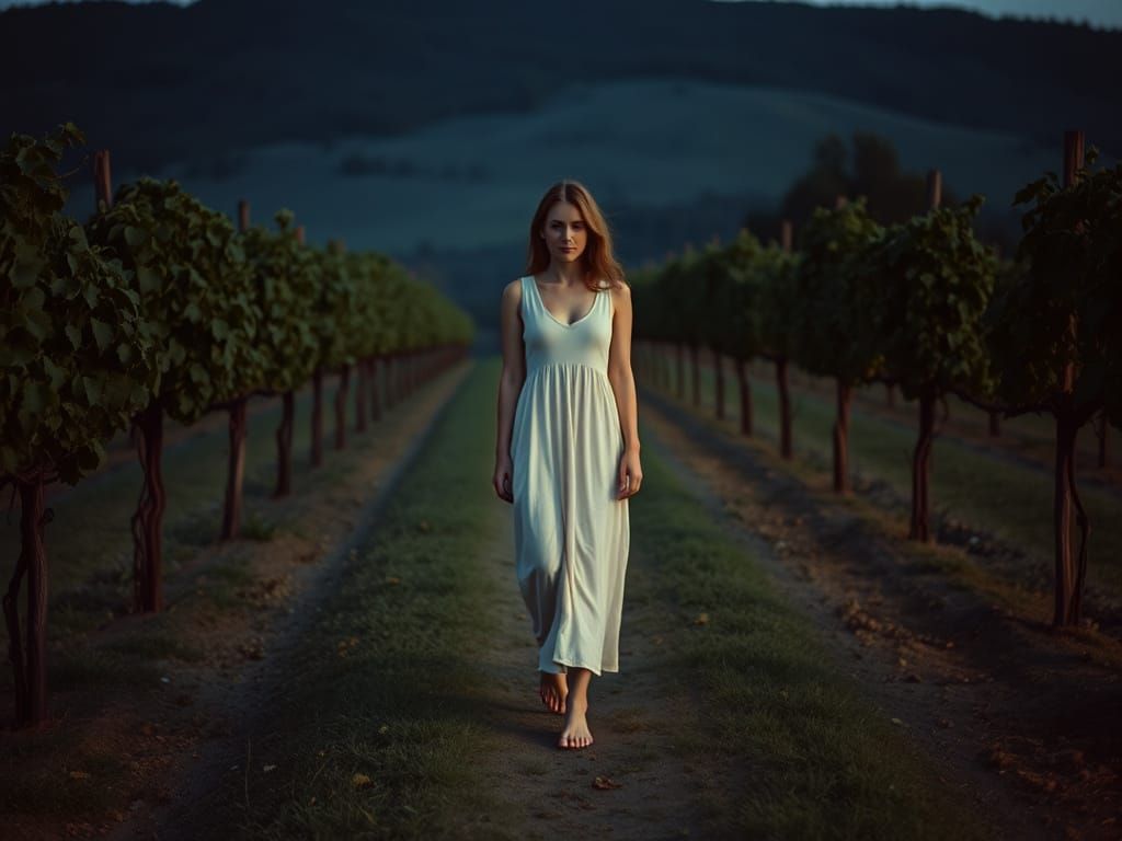 Ethereal Vineyard Scene in Cinematic Film Style