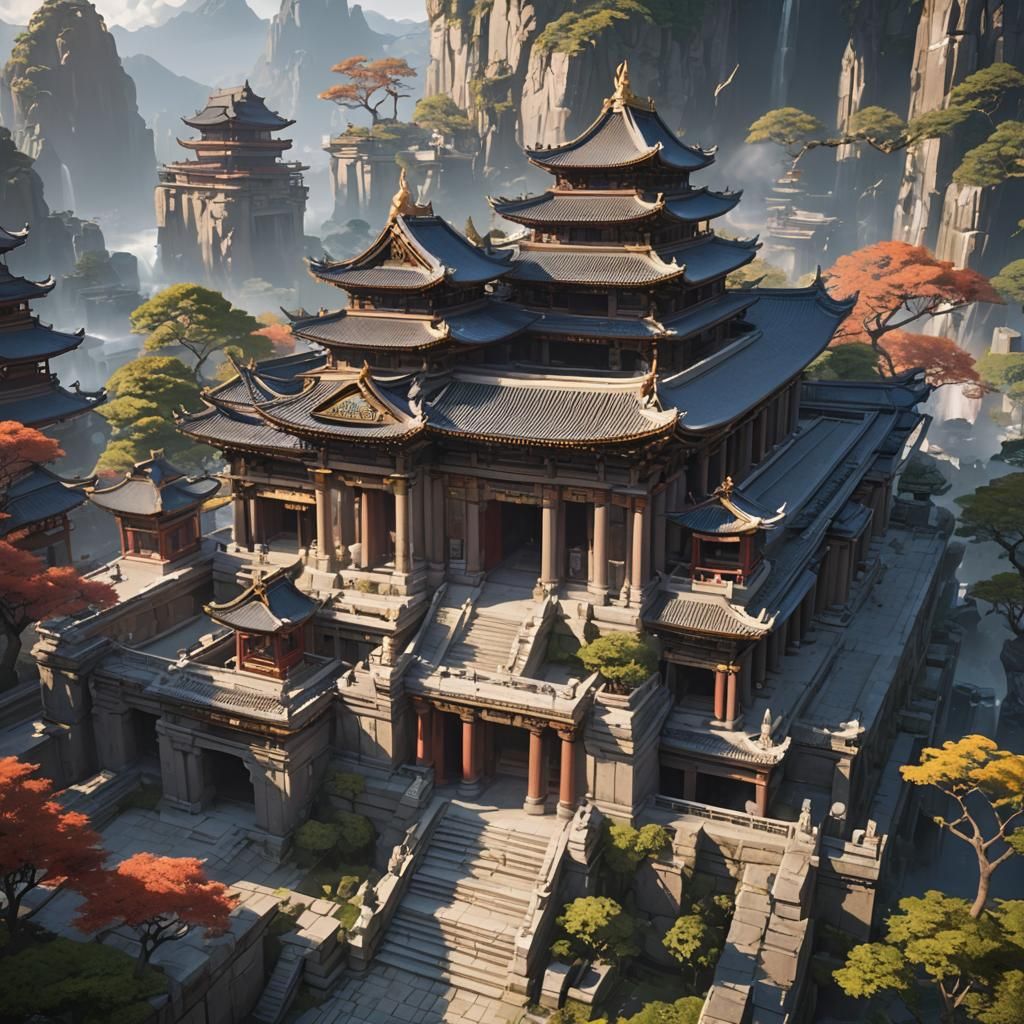 Anime-Style Temple of the Goddess in 3D