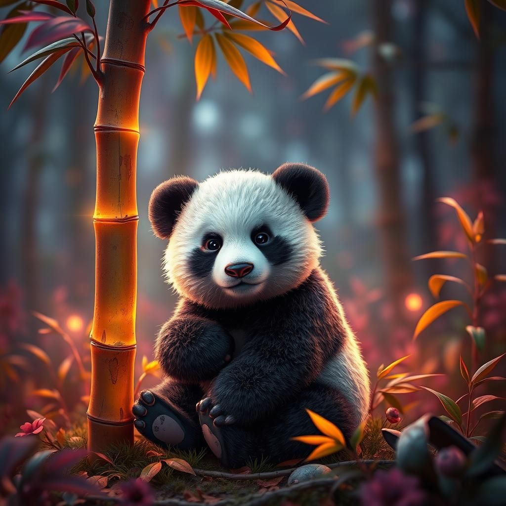Lush Panda in Dreamy Forest Concept Art