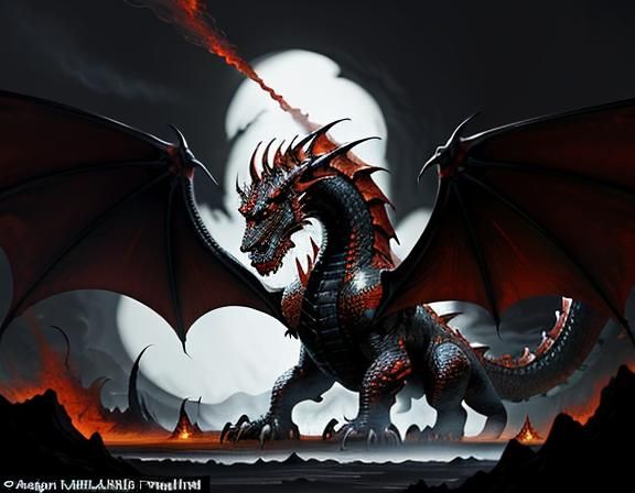 Fiery Dragon in Dynamic Fantasy Art Style