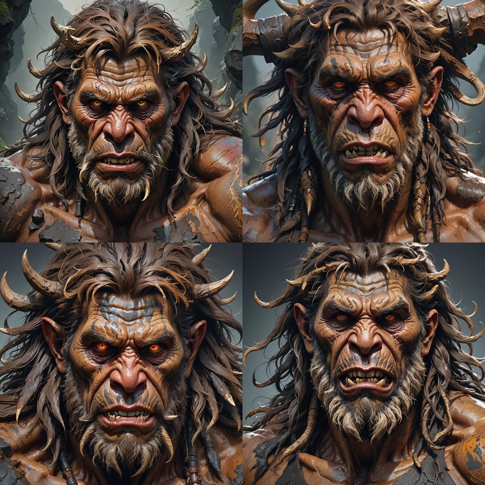 Demonic Neanderthal Portrait in Artgerm Style