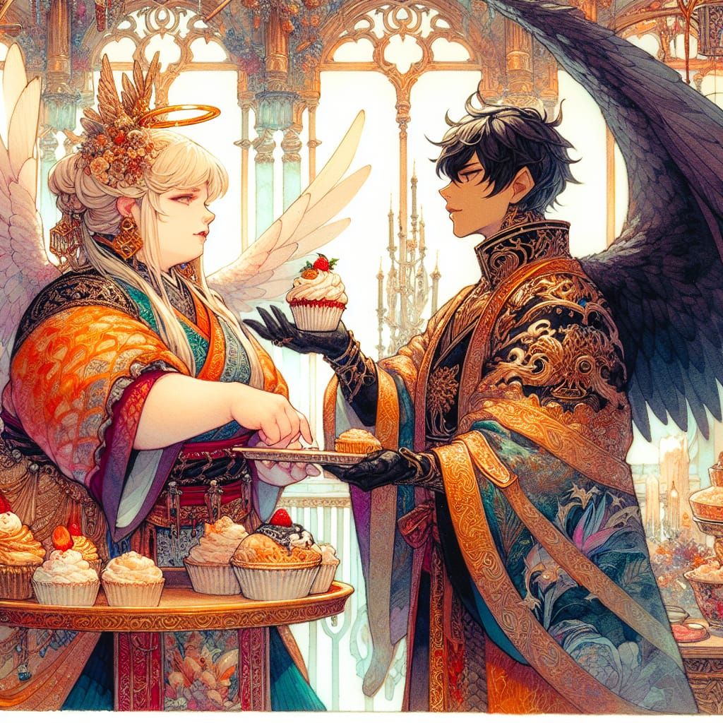 Kind-Hearted Angel Scolds Mischievous Demon in Enchanted Kit...