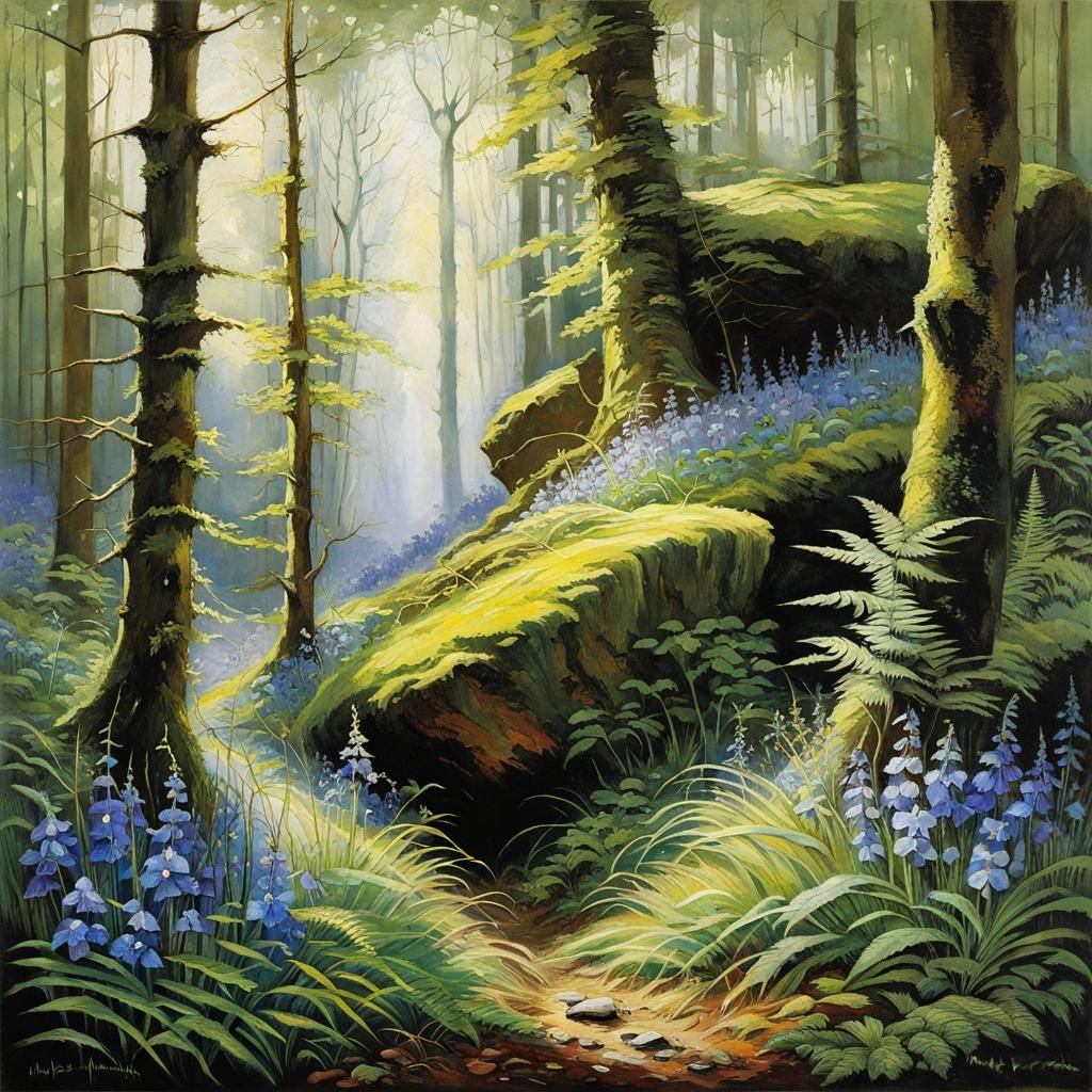 Mystic Forest Path to Megalith Stone