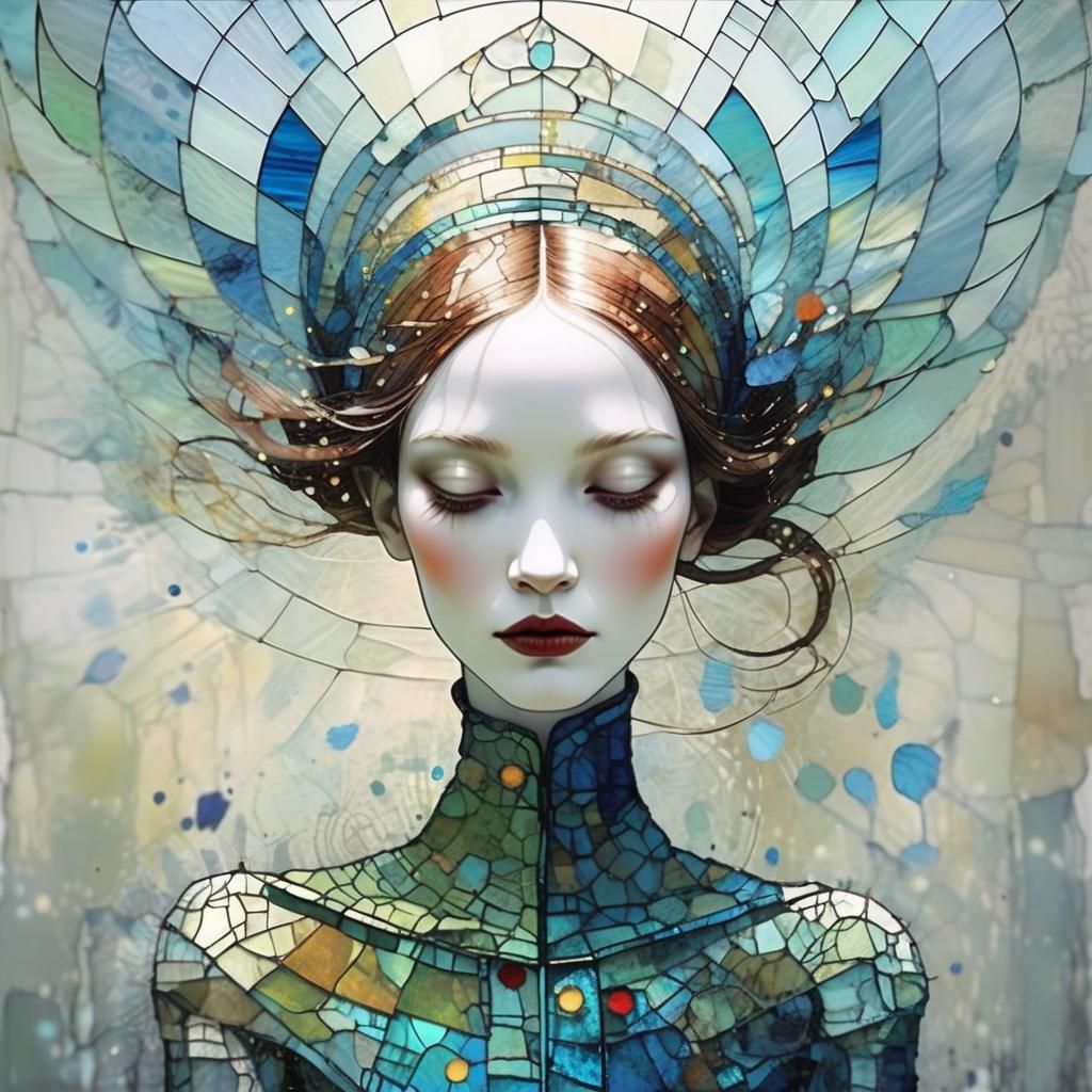 Vibrant Stained Glass Masterpiece in Art Brut Style