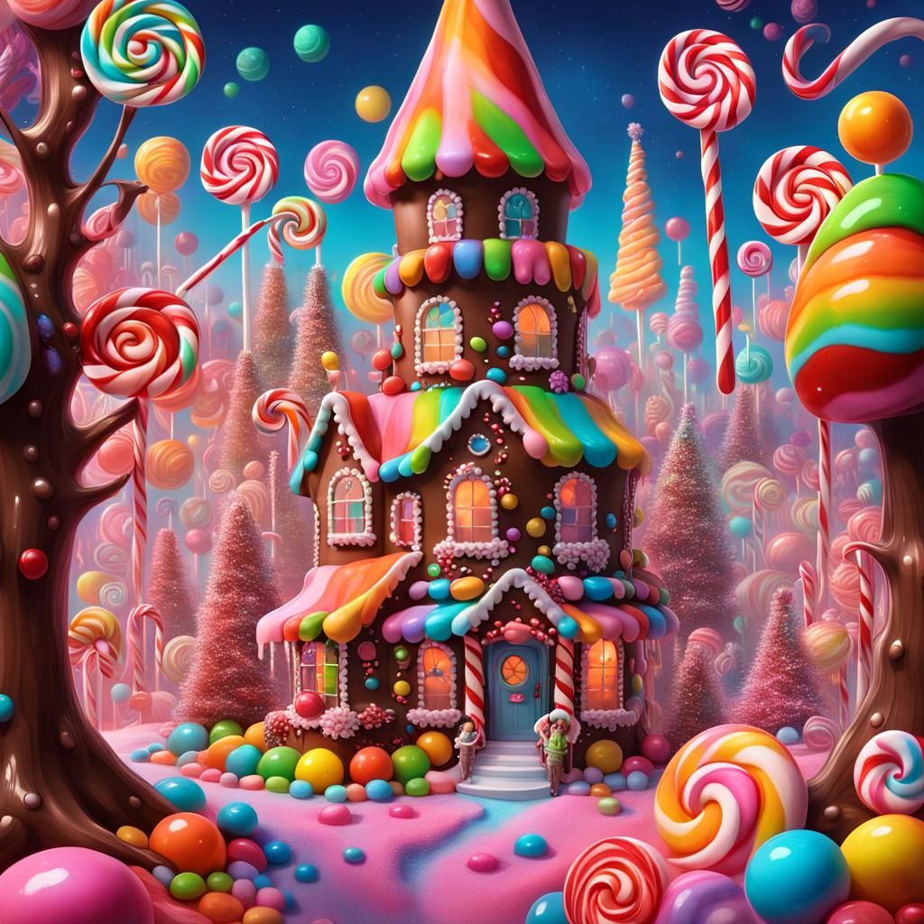 Vibrant Candy Wonderland with Chocolate Palace