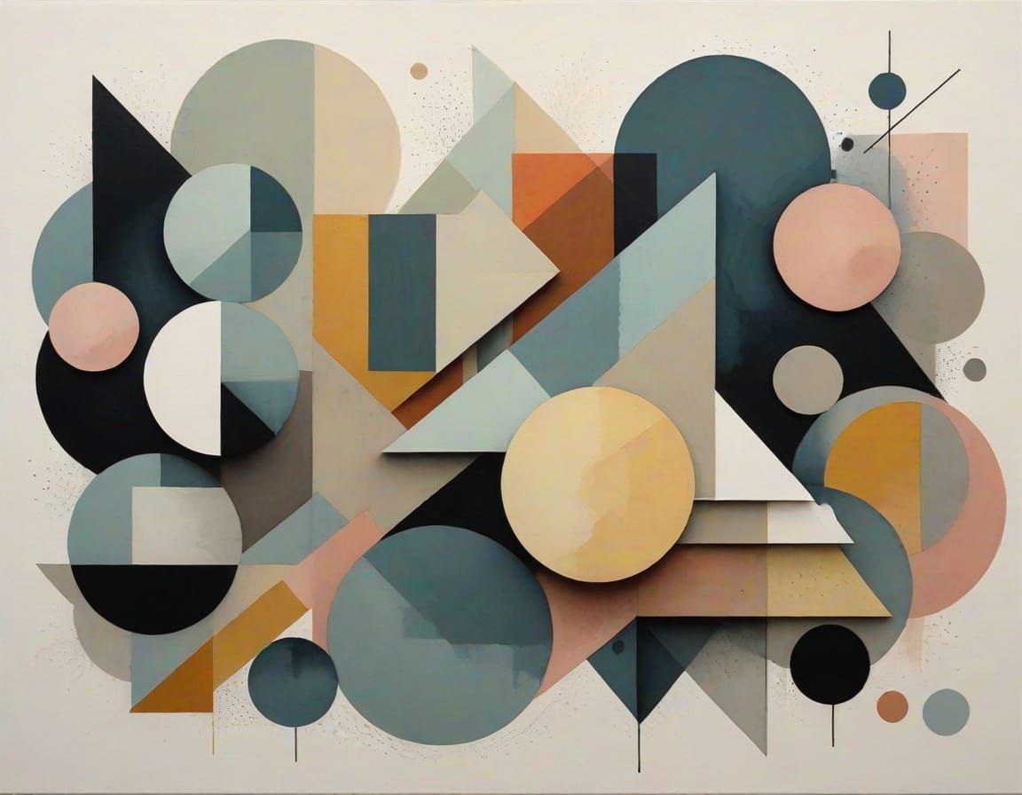 Abstract Pen and Ink Drawing with Geometric Figures