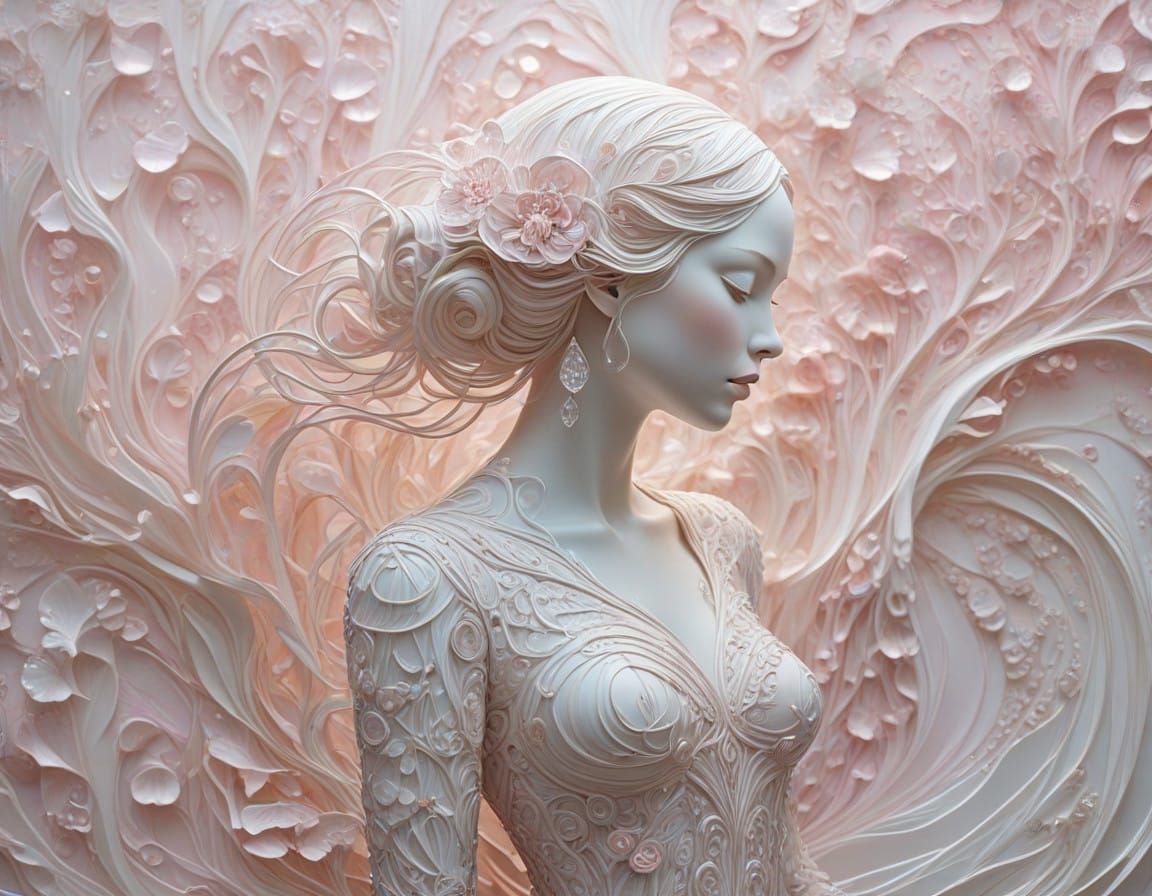 Surreal Crystal Goddess in Impasto Art Style