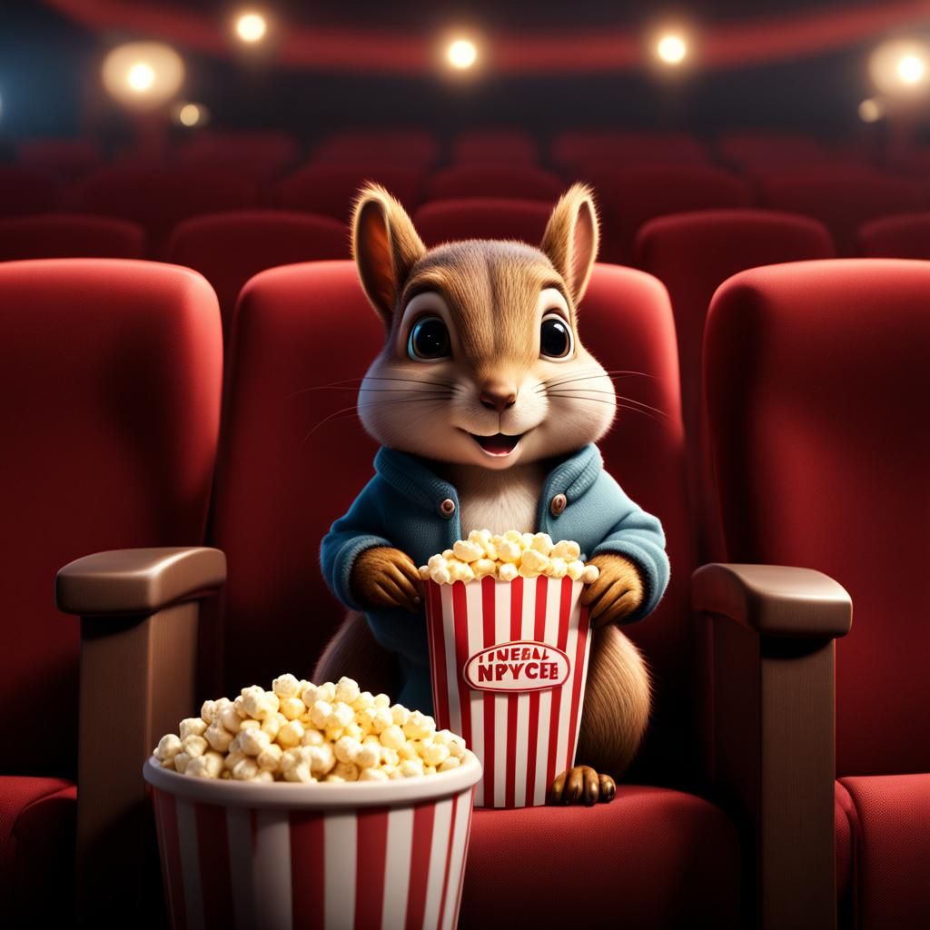 Squirrel's Movie Night: A Digital Art Masterpiece