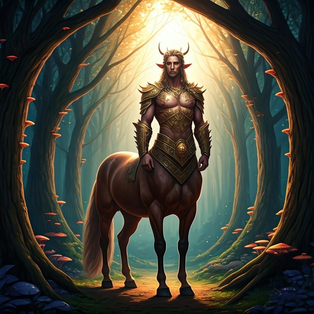 Regal Centaur in Vibrant Fantasy Landscape