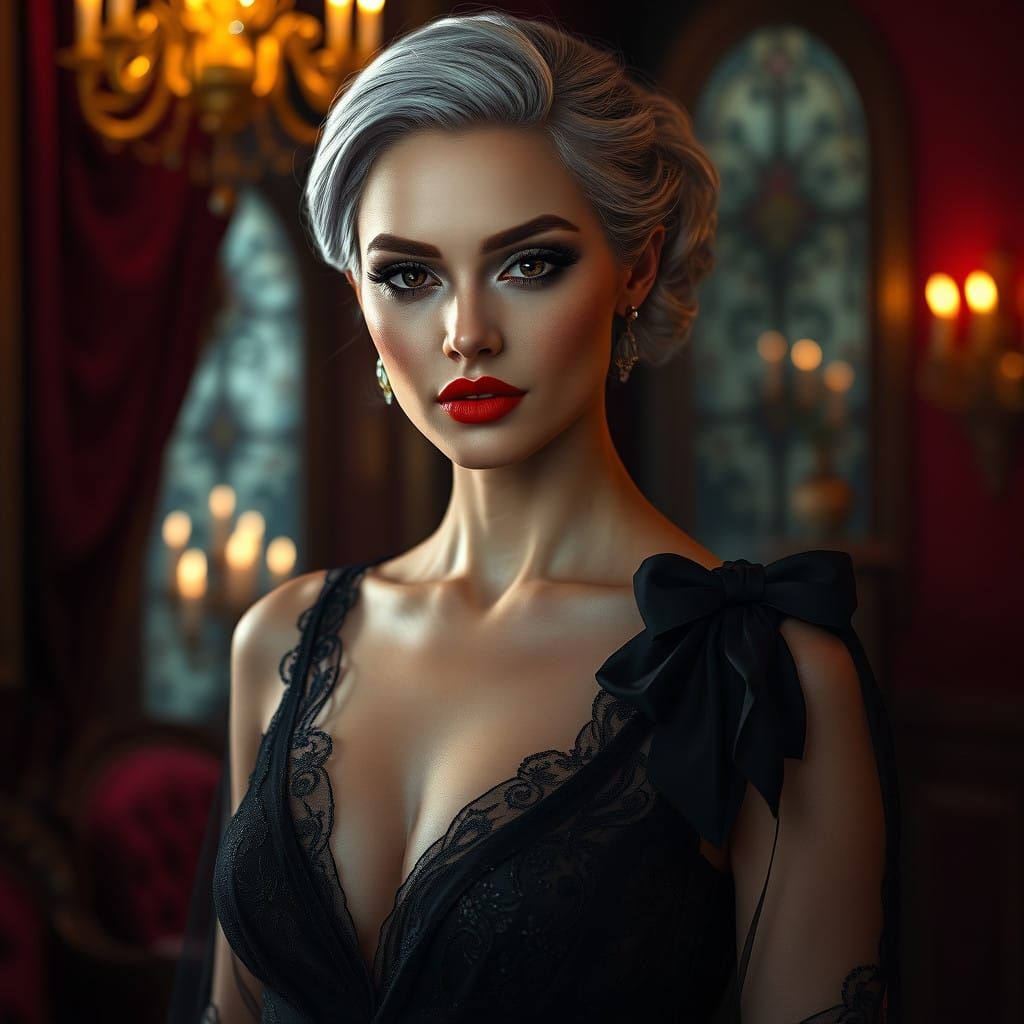 Elegant Woman in Opulent Boudoir