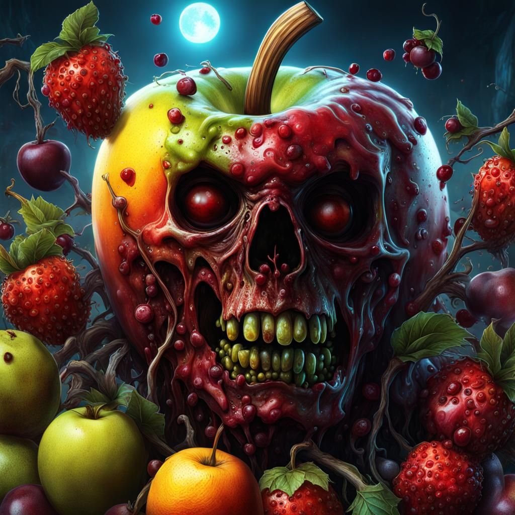 Zombie Fruit in Cosmic Aetherpunk Style