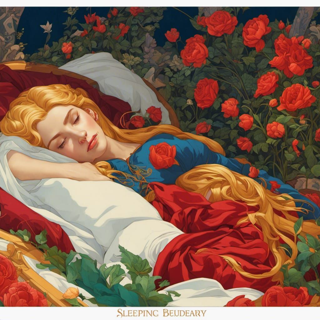 Sleeping Beauty: Briar Rose in Folk Art Style