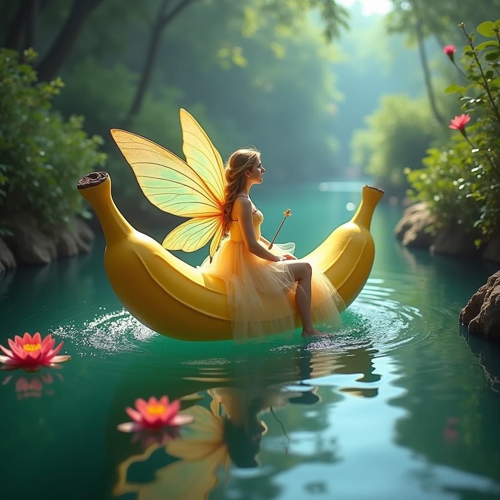 Banana Fairy Rides Celestial Fruit Boat