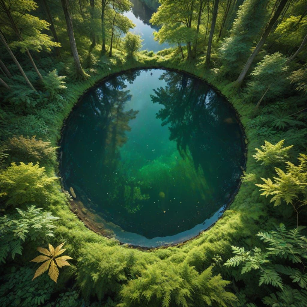 Lush Forest Encased Within Earth Circle