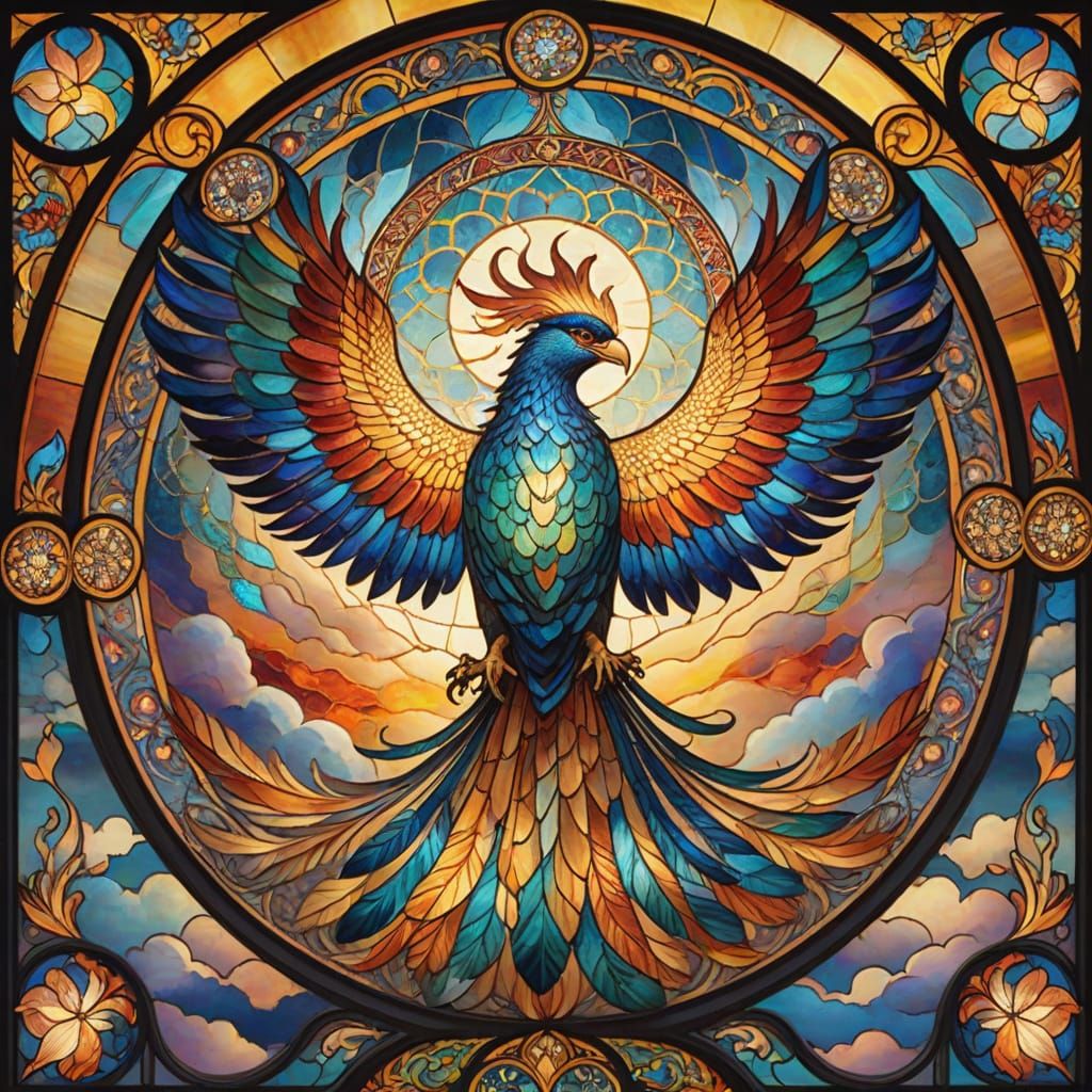 Majestic Phoenix Rises in Iridescent Splendor
