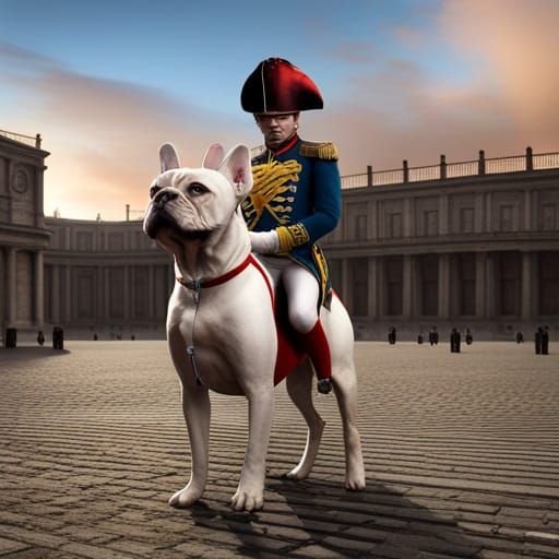 French Bulldog as Napoleon in Detailed Painting