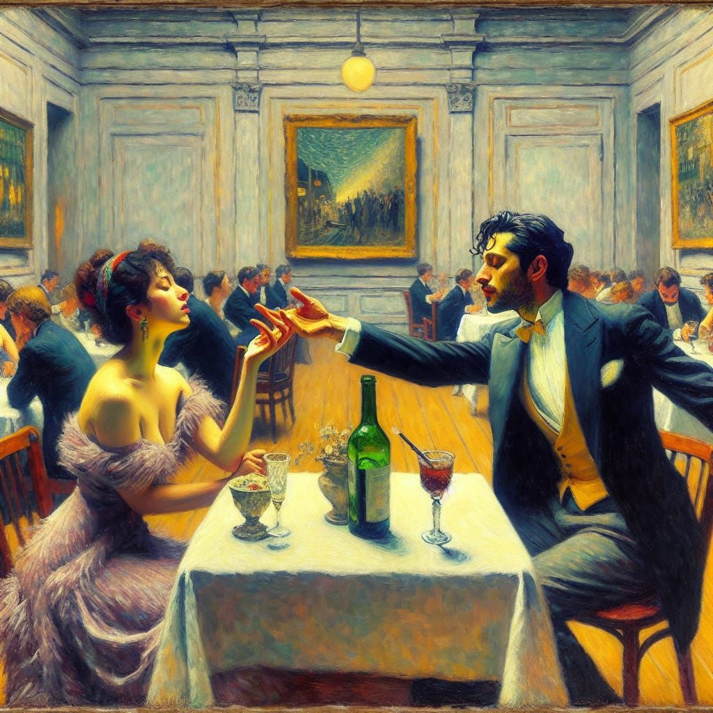 Romantic Dance Invitation as Vivid Impasto Painting