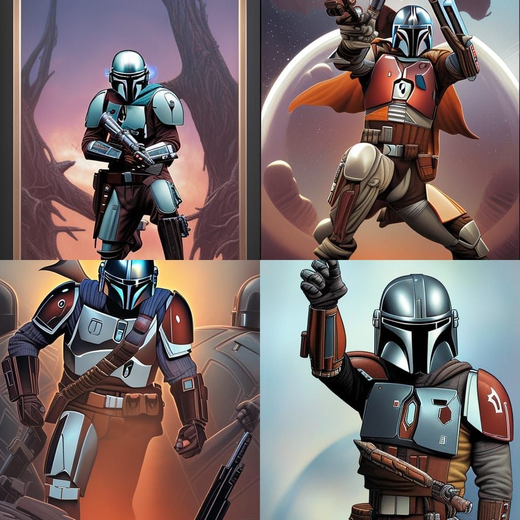 Mandalorian in Comic Book Art Style
