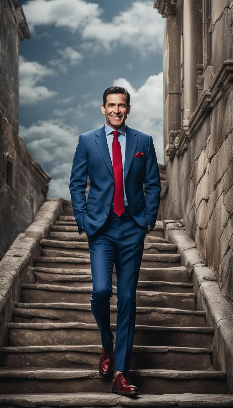 Man on Stairway to Heaven: Photorealistic Portrait