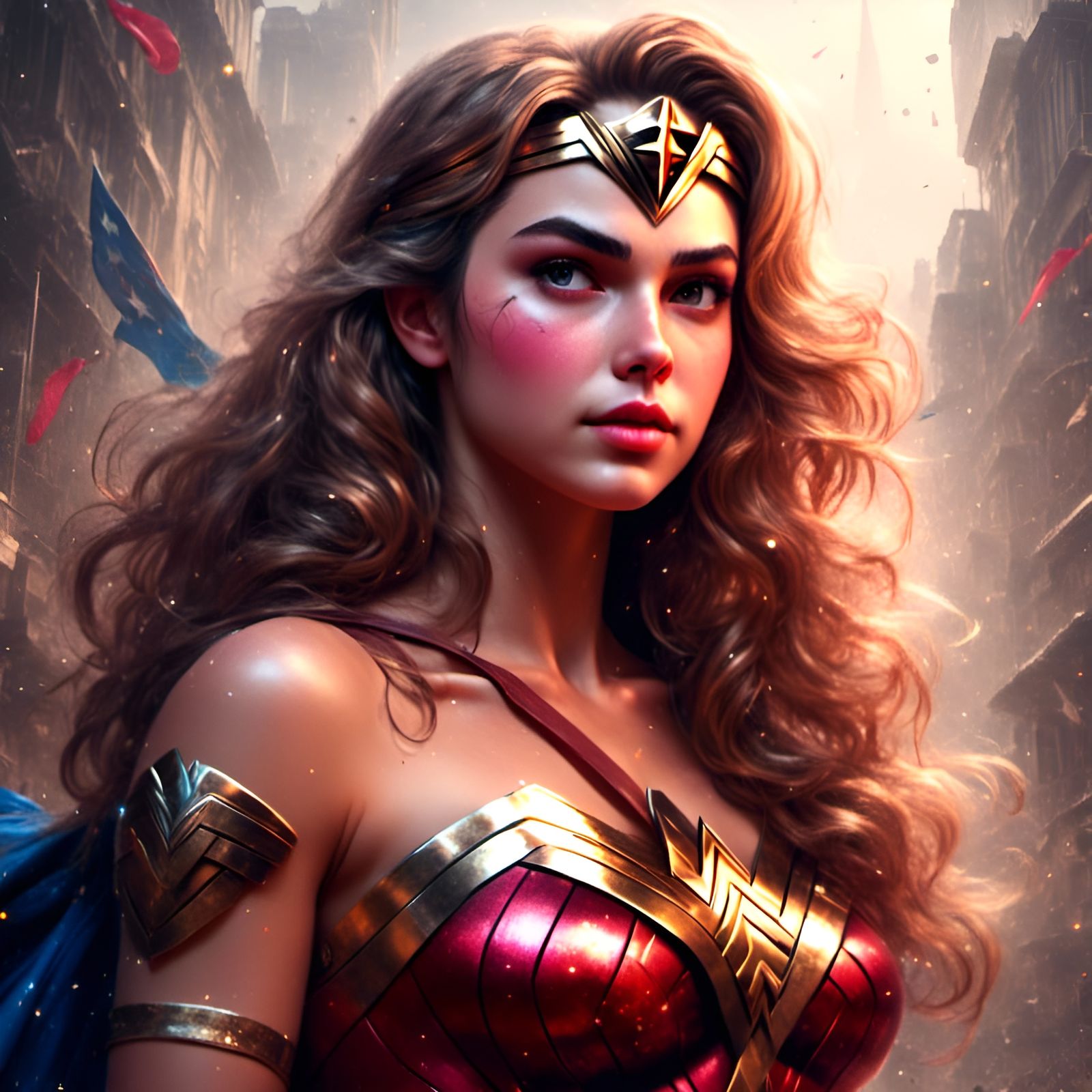 Princess Peach as Wonder Woman in Graffiti Style